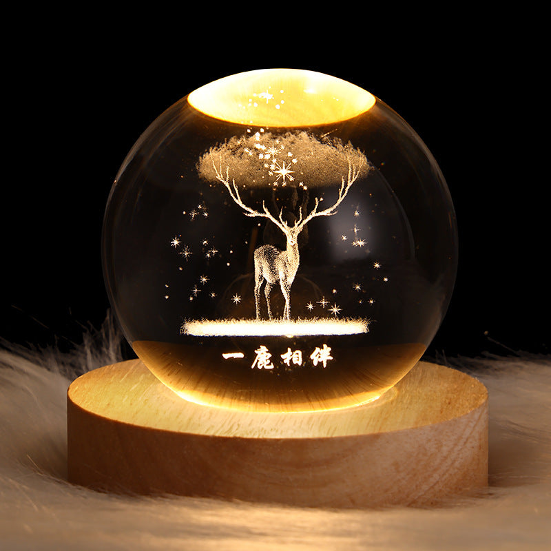 Starry Sky & Planets Moon Crystal Ball Night Lamp