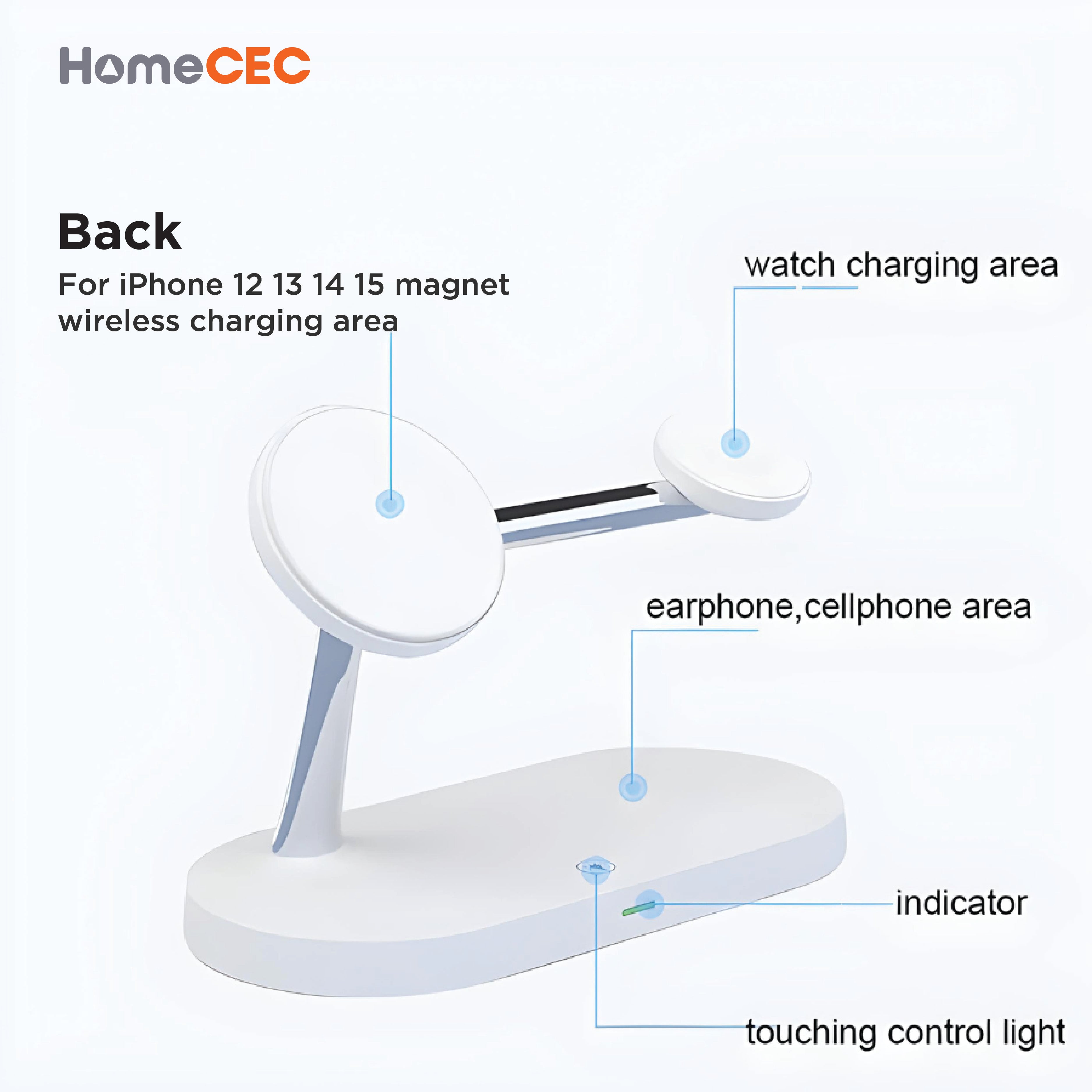 3 in 1 Wireless Charger Stand Magnetic For iPhone 12 13 14 15 for Apple Watch 9 8 7 6 5 Airpods 2 3 Pro