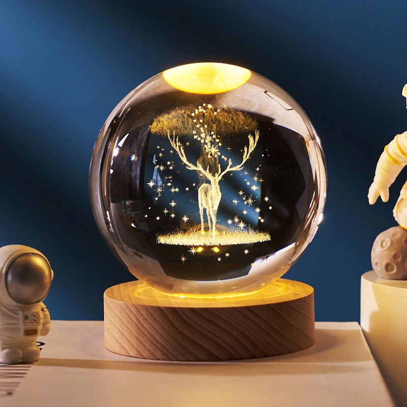 Starry Sky & Planets Moon Crystal Ball Night Lamp