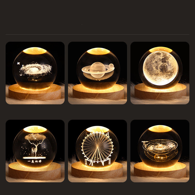 Starry Sky & Planets Moon Crystal Ball Night Lamp