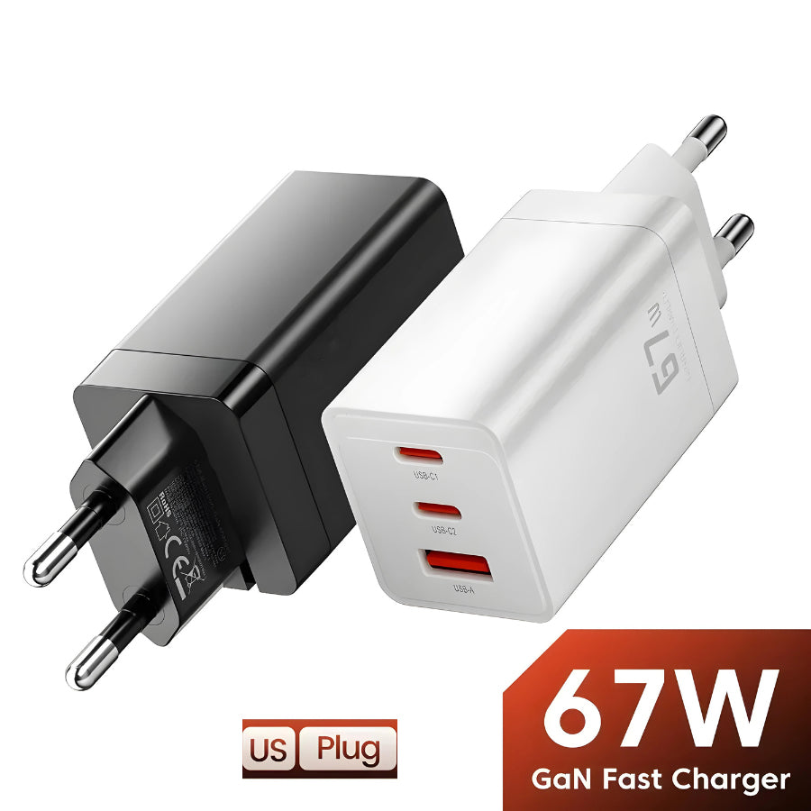 67W GaN Fast Charger with USB-C PD 3.0 & QC4.0 for MacBook & iPhone Series