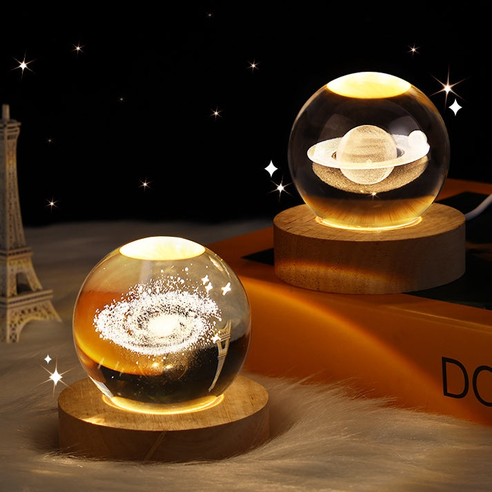 Starry Sky & Planets Moon Crystal Ball Night Lamp