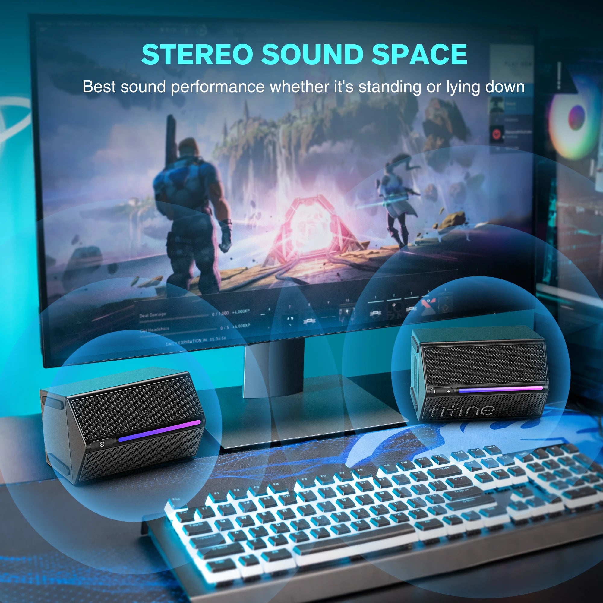 A20 FIFINE Gaming Sound Box with USB RGB Speaker and Stereo Surround Sound