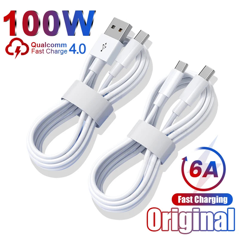 6A 100W Original USB Type C Cable For Samsung S23 S22 Ultra Huawei P30 Pro Xiaomi Redmi Fast Charging Charger Cable