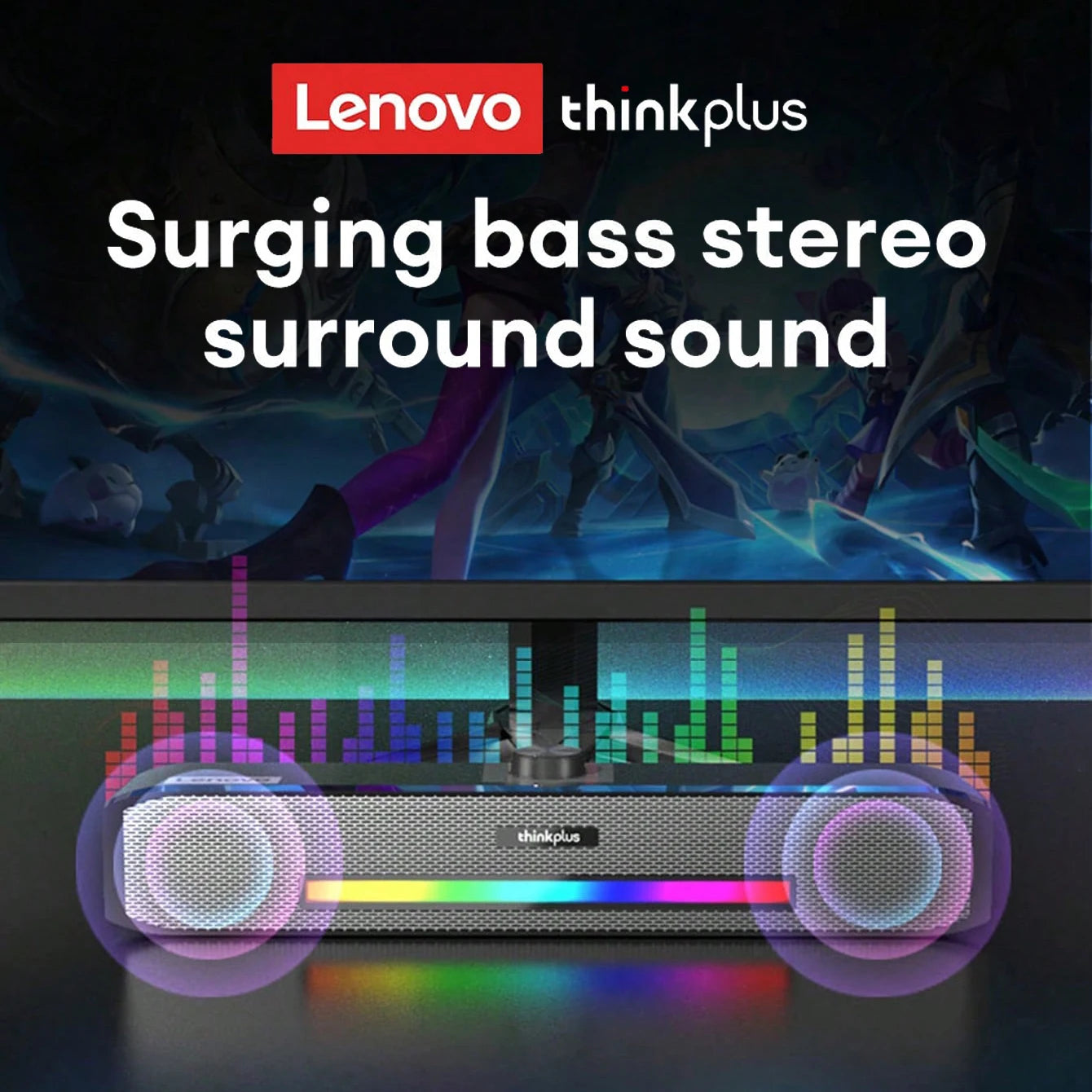 Lenovo Original TS33 Speaker 360 Surround Sound Bar Audio Speaker with Bluetooth and Wired Connection