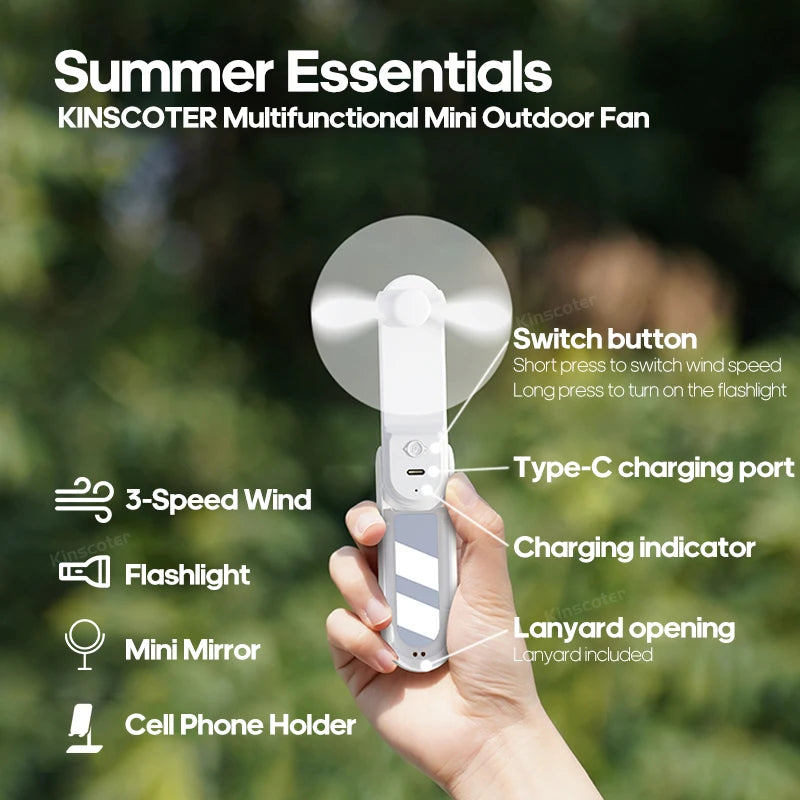 Portable Neck Fan, USB Rechargeable