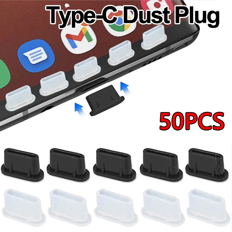 50/20Pcs Type-C Dust Plug USB Charging Port Protector Silicone Anti-dust Plug Cover Cap