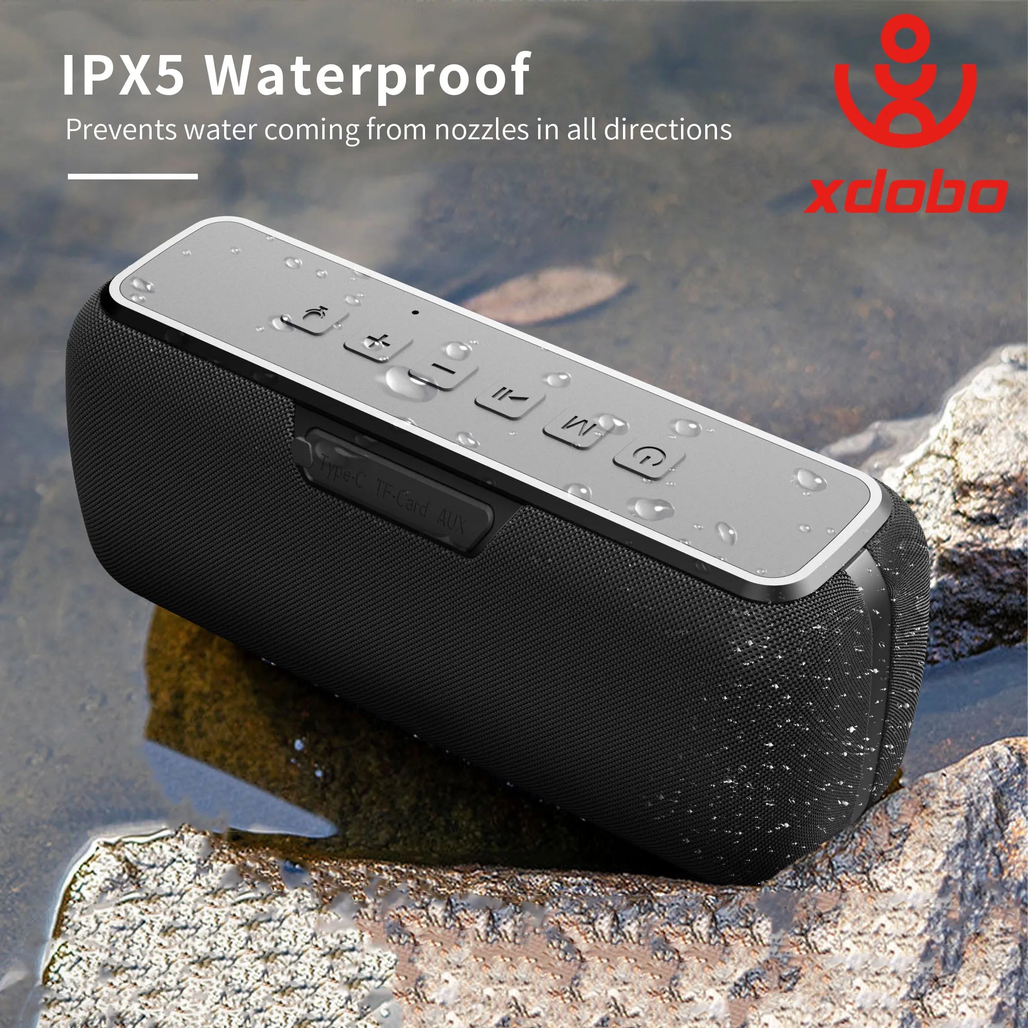 XDOBO X8 60W Portable Wireless Speakers with TF/AUX Boombox Support, IPX5 Waterproof, 6600mAh Battery