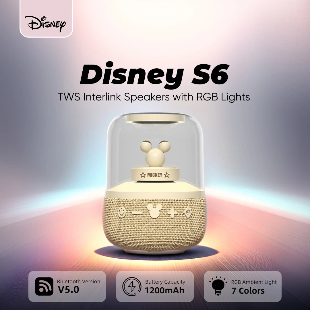 Disney S6 Smart Bluetooth Speaker RGB Wireless Audio Loudspeaker for Home and Outdoor HIFI Surround Sound Quality Bass