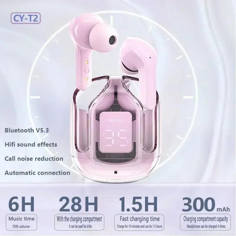 Wireless Bluetooth Headset T2 TWS Transparent ENC Headphones