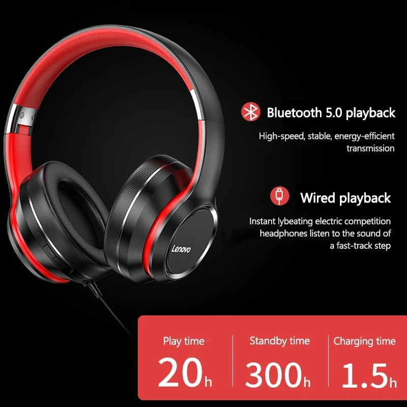 Lenovo HD200 Bluetooth Over-ear Foldable Computer Headphones