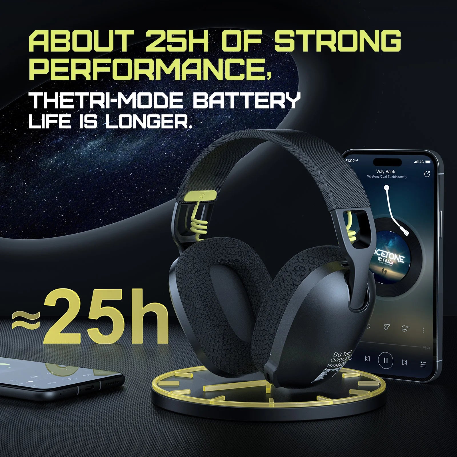 ONIKUMA 2024 NEW Three-mode Gaming Headset Wireless Gaming Headset Player Stereo Headset Ultra-long Battery Life