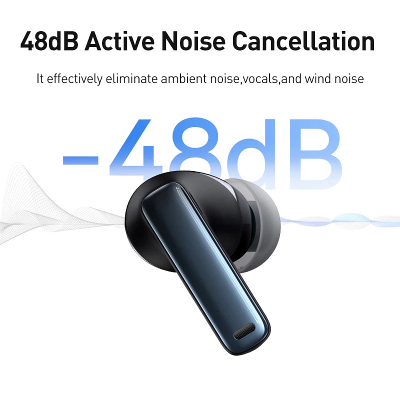 Baseus Bowie M2s ANC Bluetooth 5.3 Hybrid Wireless Headphone with 48dB Noise Cancellation and Support for 3D Spatial Audio Earbuds