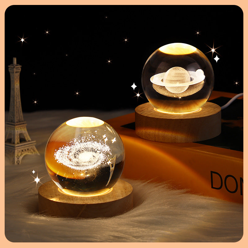 Starry Sky & Planets Moon Crystal Ball Night Lamp