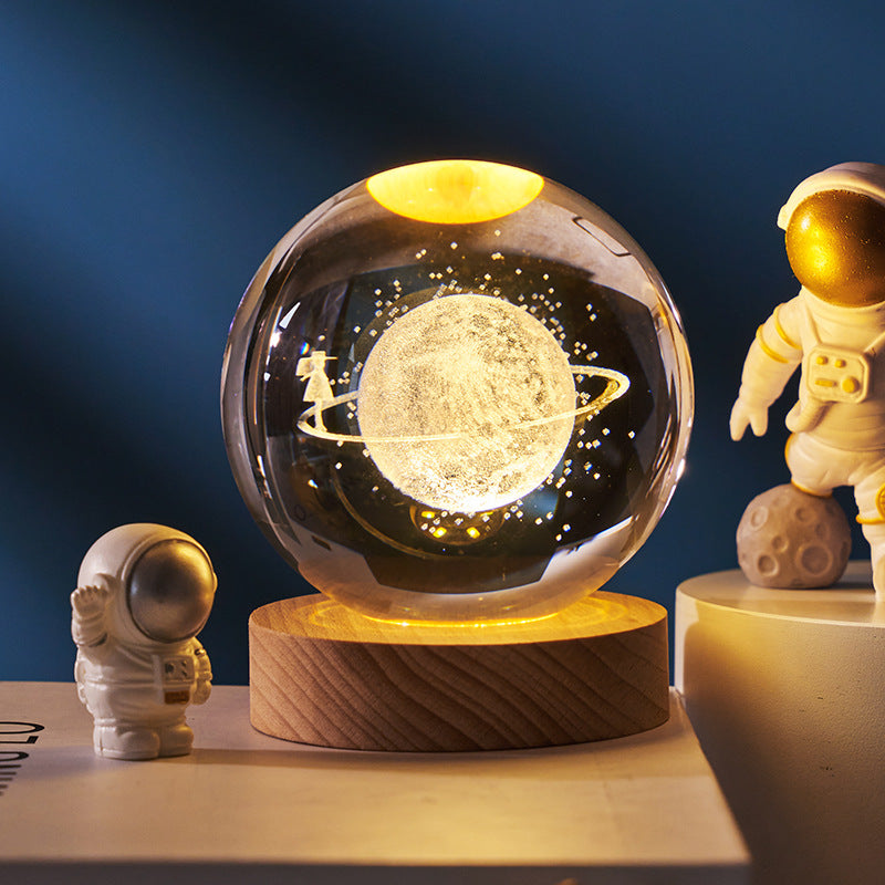 Starry Sky & Planets Moon Crystal Ball Night Lamp